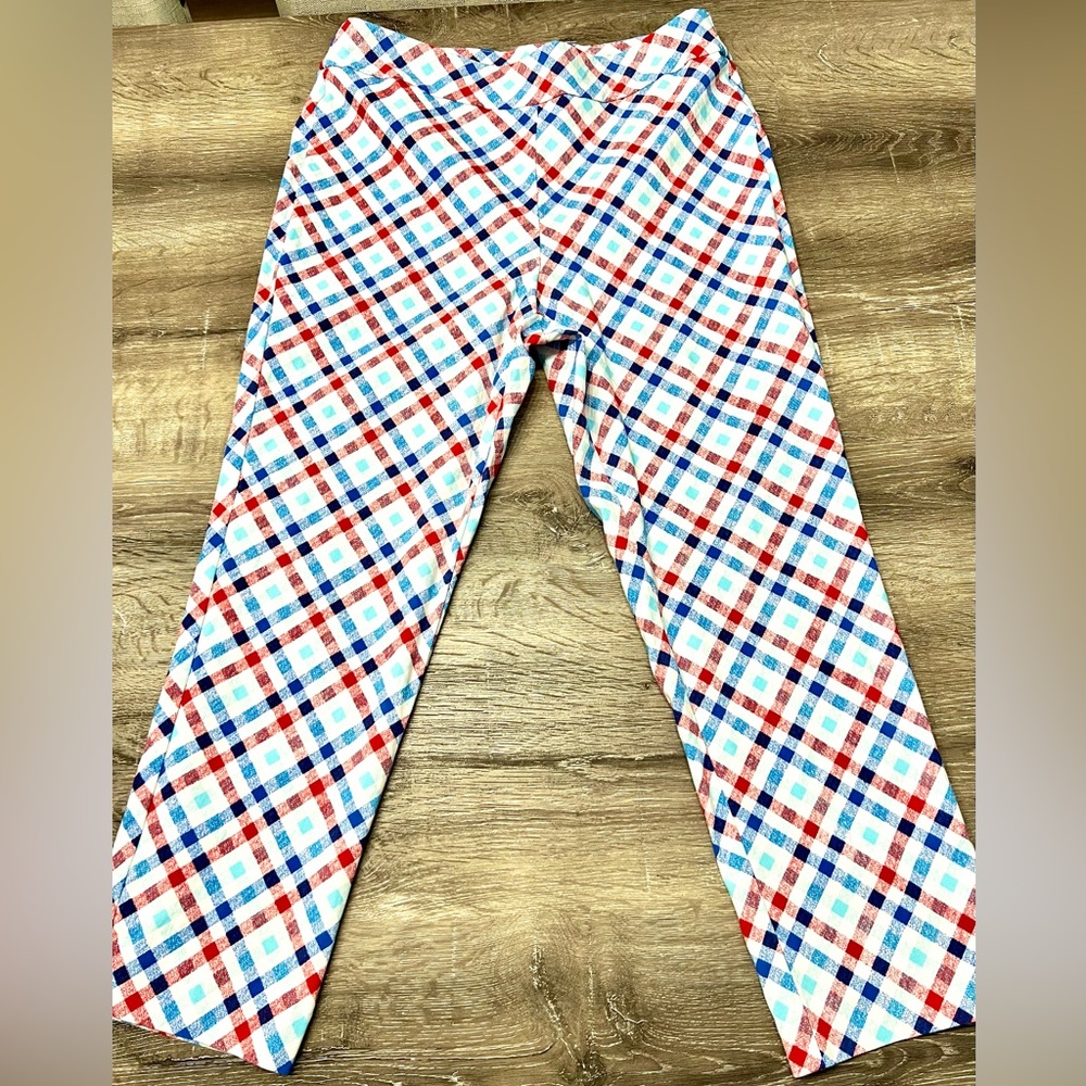 Kim Rogers Plaid High Waist Pull-on Ankle Pants - Sz. 12P - Like New Condition
